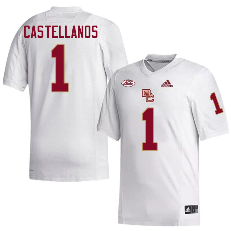 Thomas Castellanos Jersey,#1 Thomas Castellanos Boston College Eagles Football Jersey,Uniforms-White